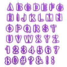CAKE MAD - ALPHABET & NUMBER CUTTER SET PURPLE